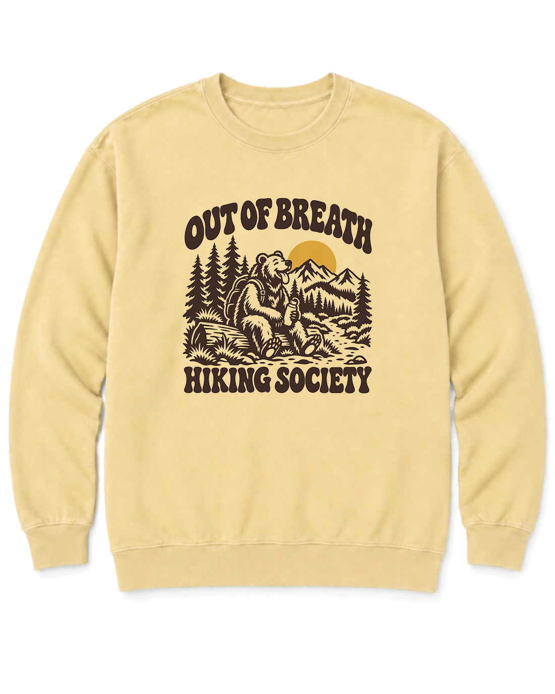 Out of Breath Hiking Society Bear Sweatshirt - Butter