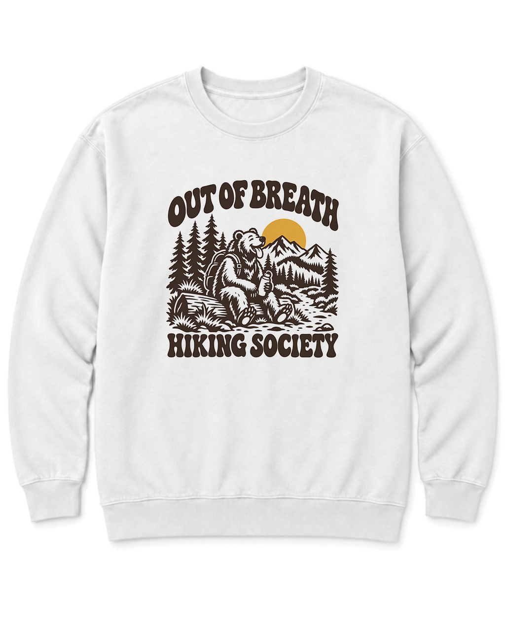 Out of Breath Hiking Society Bear Sweatshirt - White