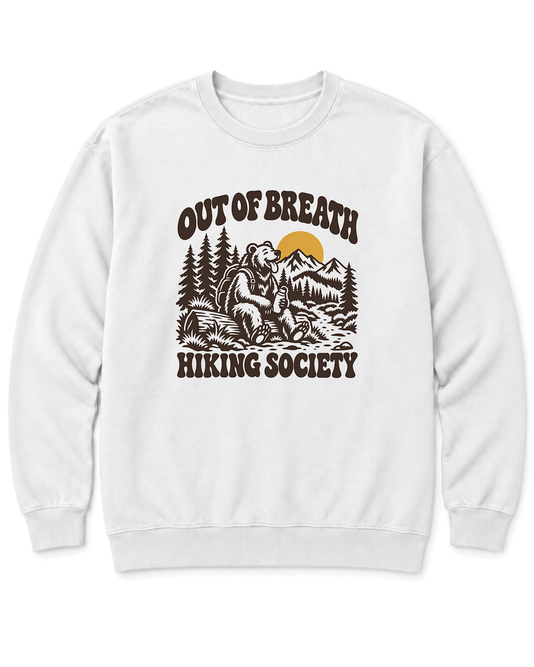 Out of Breath Hiking Society Bear Sweatshirt - White