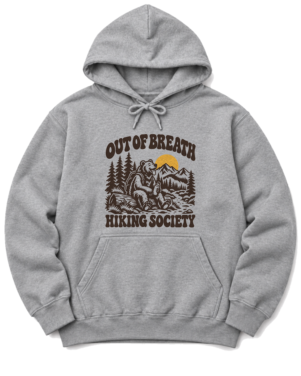 Out of Breath Hiking Society Bear Hoodie - Sport Grey