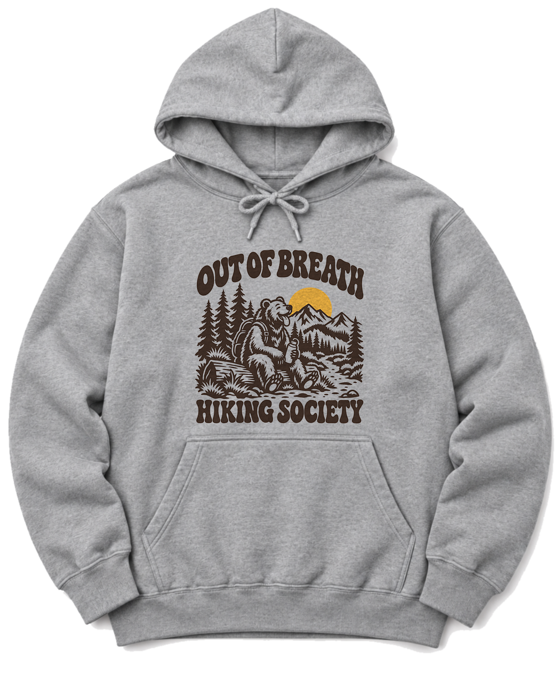Out of Breath Hiking Society Bear Hoodie - Sport Grey