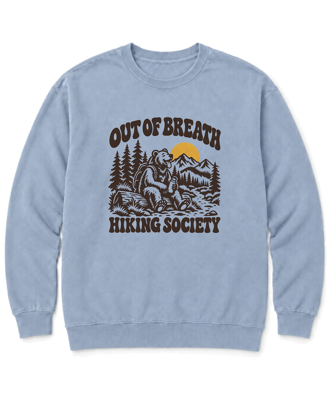 Out of Breath Hiking Society Bear Sweatshirt - Chambray