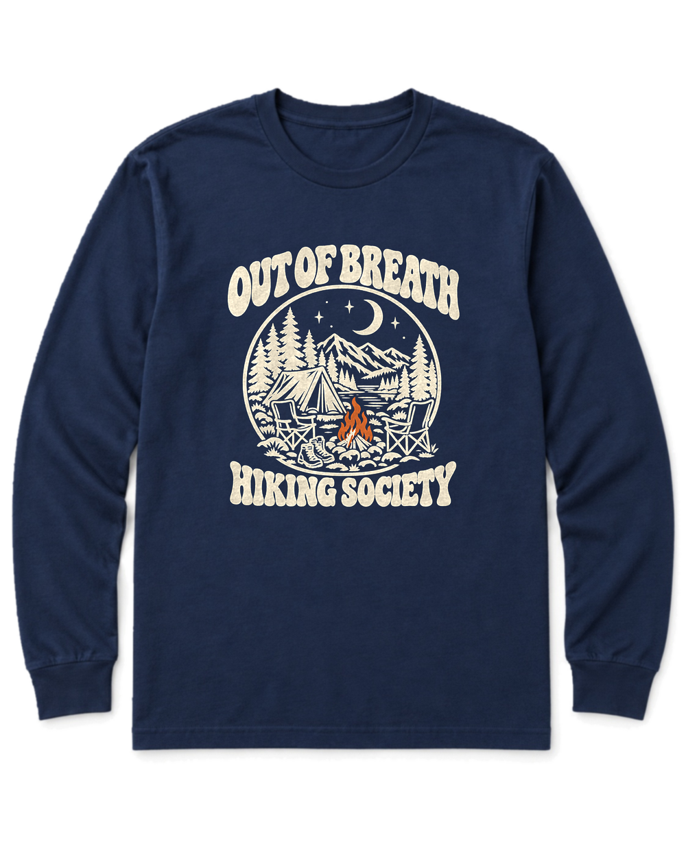 Out of Breath Hiking Society Campfire Night Long Sleeve Shirt - Navy