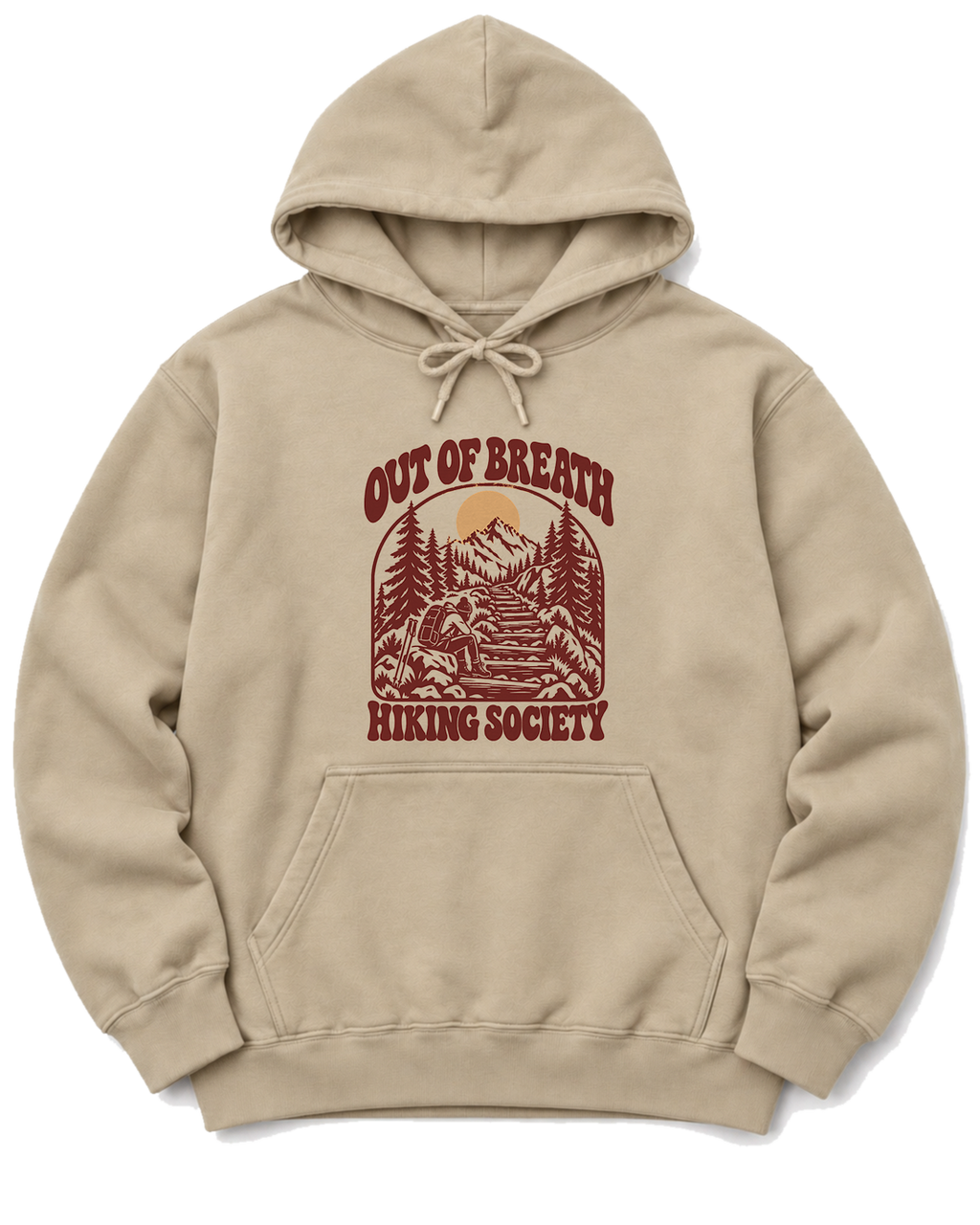 Out of Breath Hiking Society Log Steps Hoodie - Sand