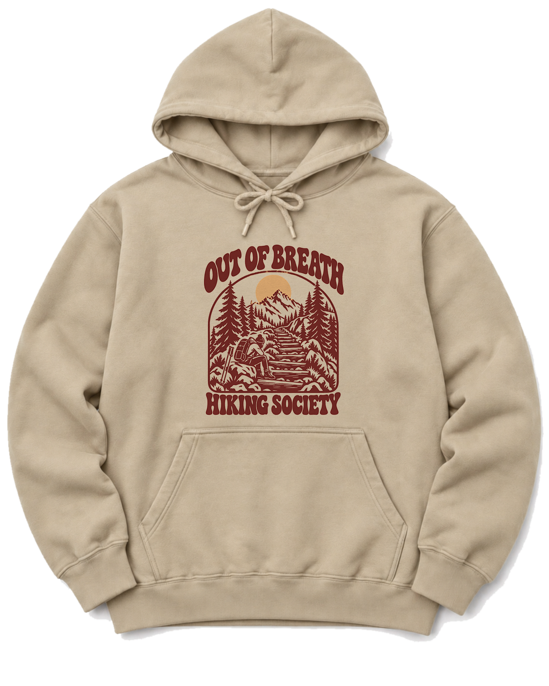 Out of Breath Hiking Society Log Steps Hoodie - Sand