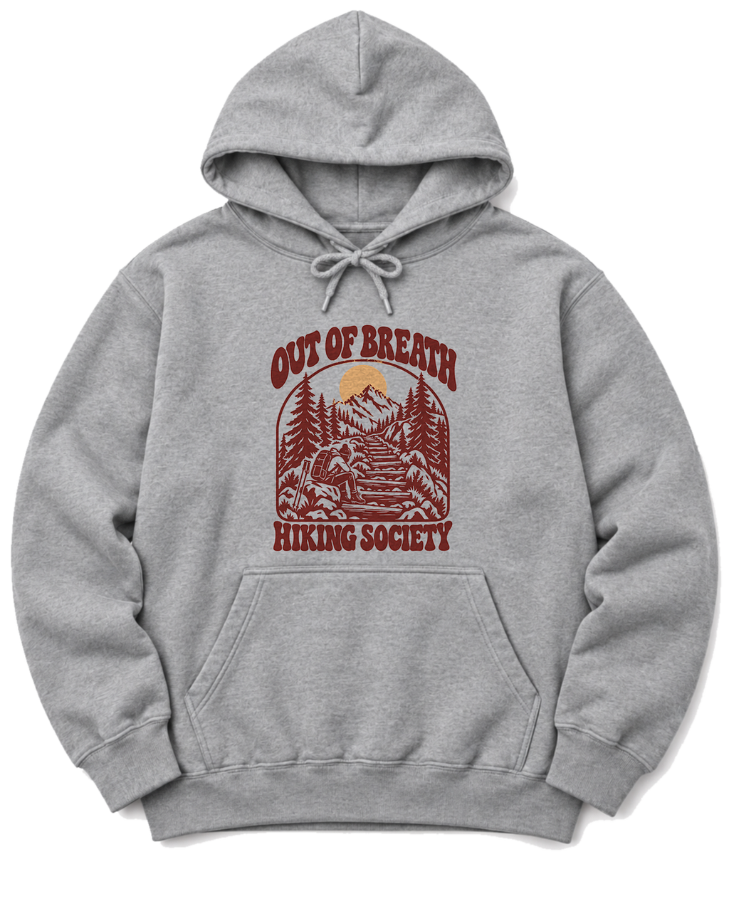 Out of Breath Hiking Society Log Steps Hoodie - Sport Grey