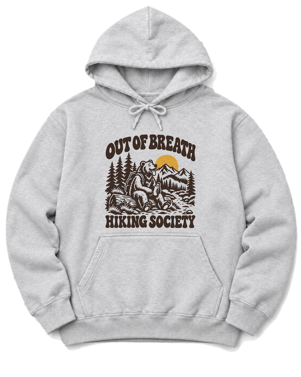 Out of Breath Hiking Society Bear Hoodie - Ash