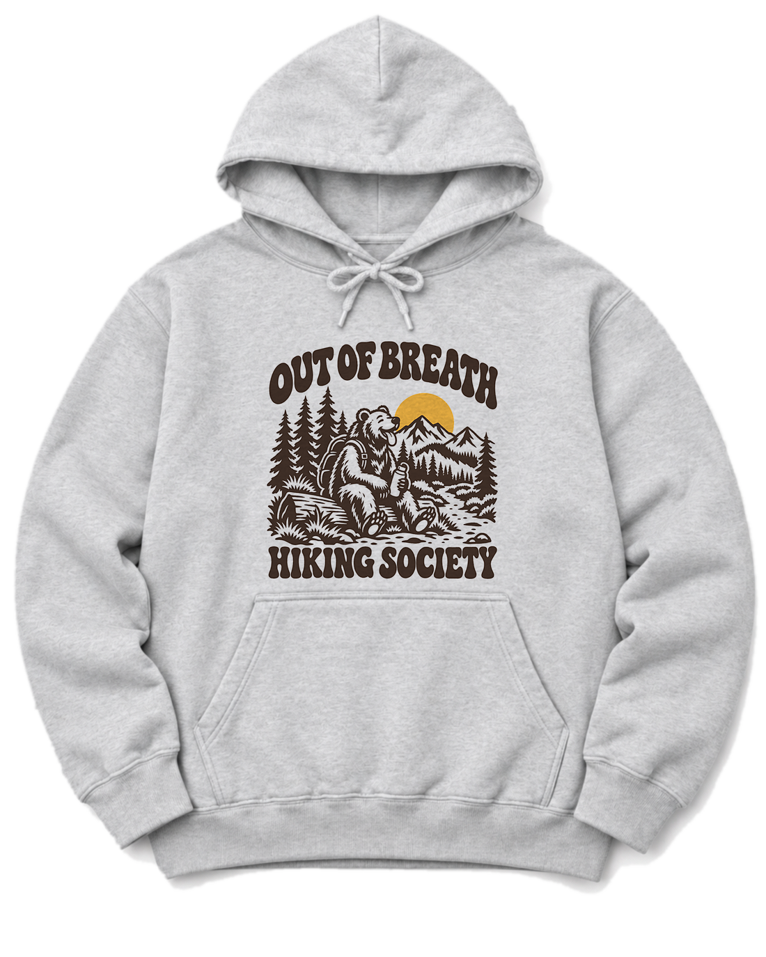 Out of Breath Hiking Society Bear Hoodie - Ash