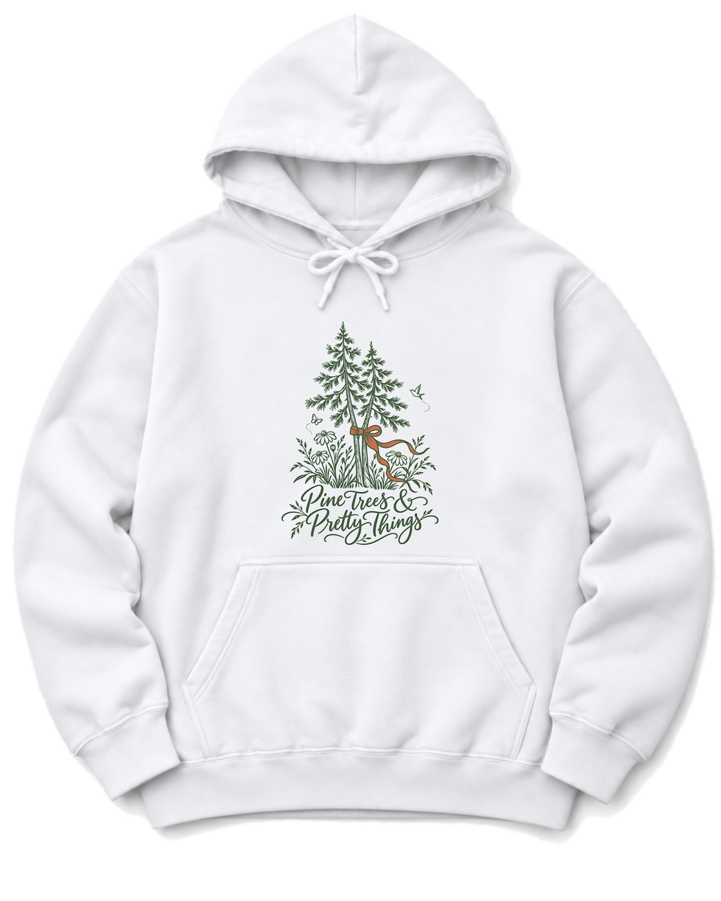 Pine Trees & Pretty Things Hoodie - White