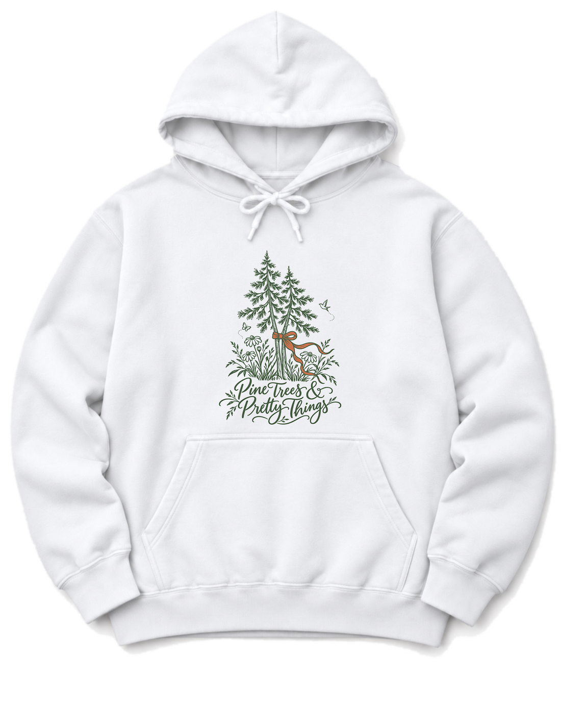 Pine Trees & Pretty Things Hoodie - White
