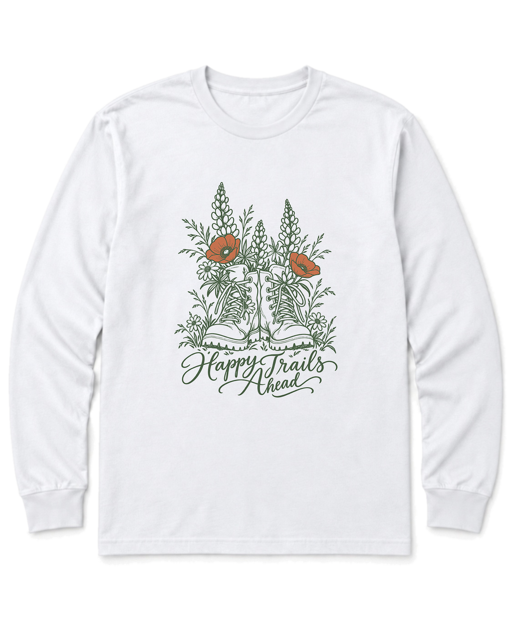 Happy Trails Ahead Long Sleeve Shirt - White
