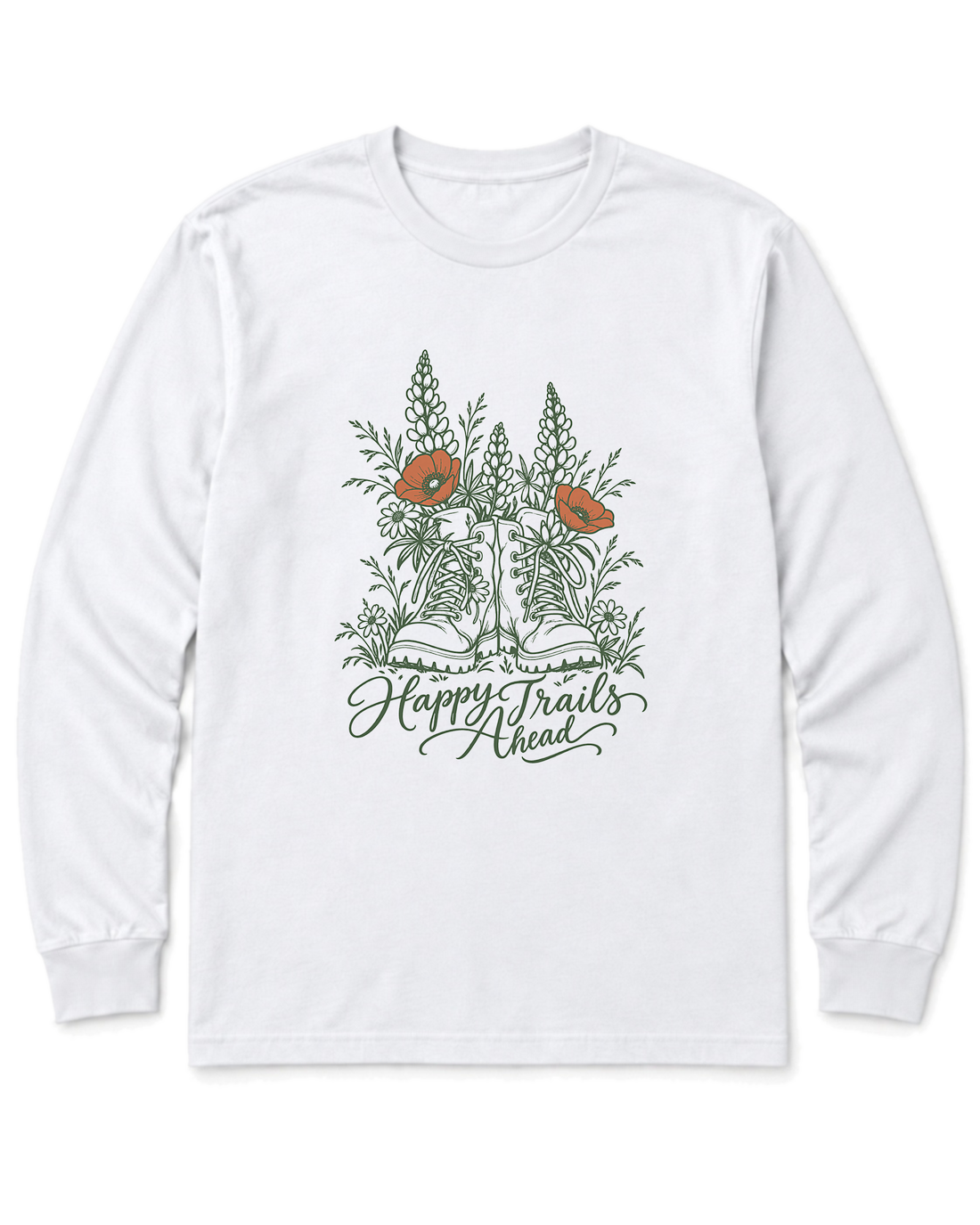 Happy Trails Ahead Long Sleeve Shirt - White
