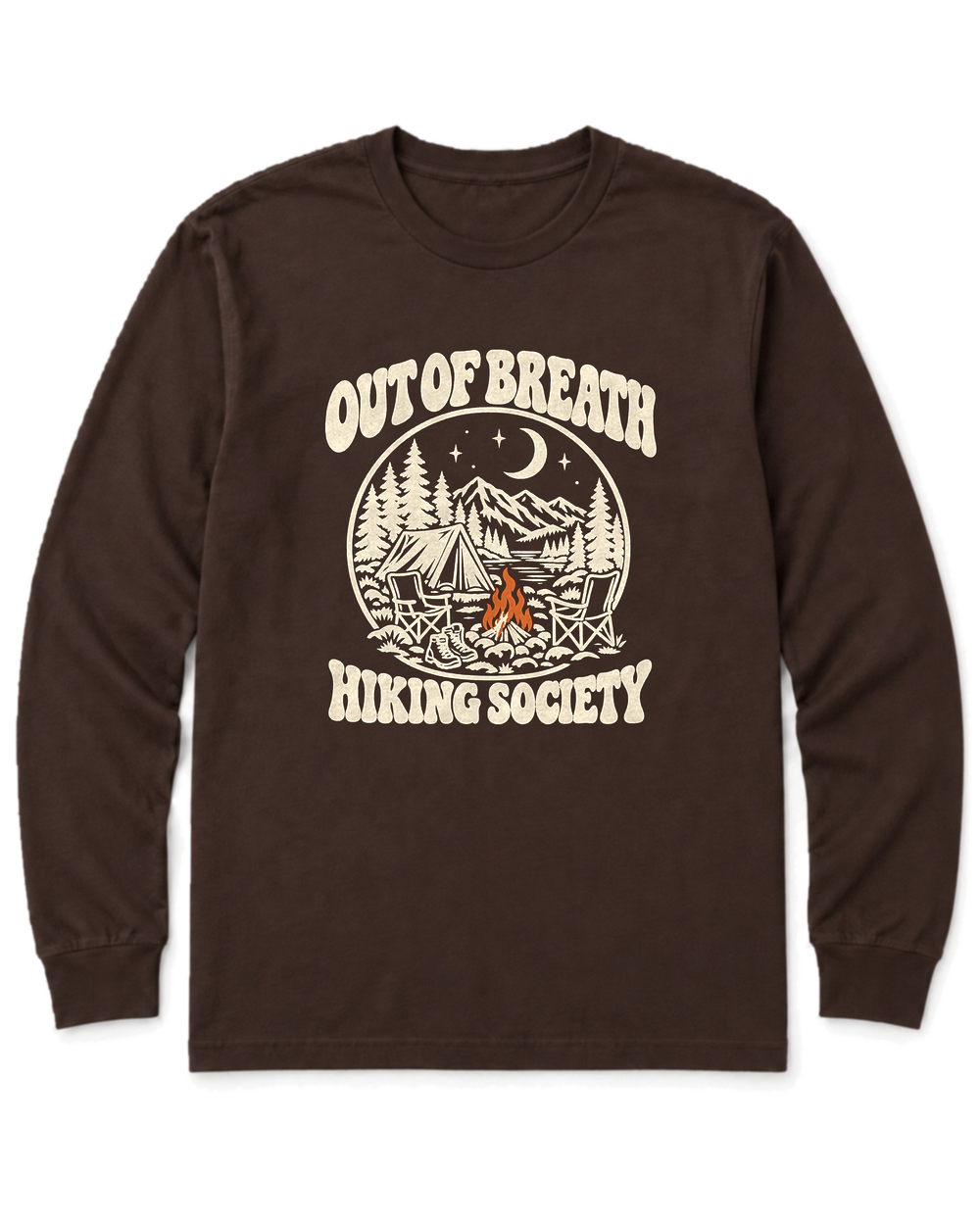 Out of Breath Hiking Society Campfire Night Long Sleeve Shirt - Dark Chocolate