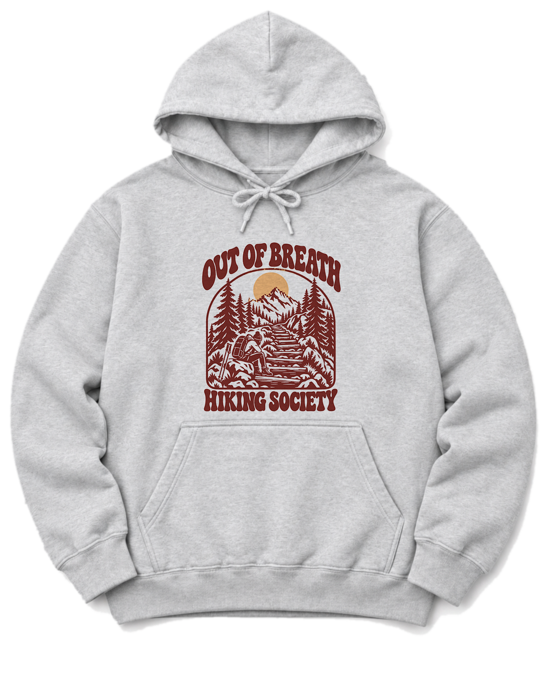 Out of Breath Hiking Society Log Steps Hoodie - Ash
