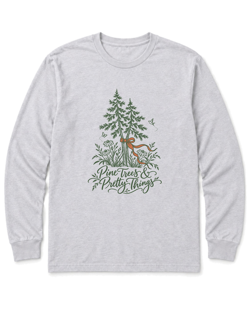 Pine Trees & Pretty Things Long Sleeve Shirt - Ash