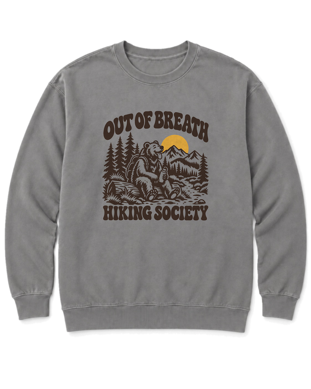 Out of Breath Hiking Society Bear Sweatshirt - Grey