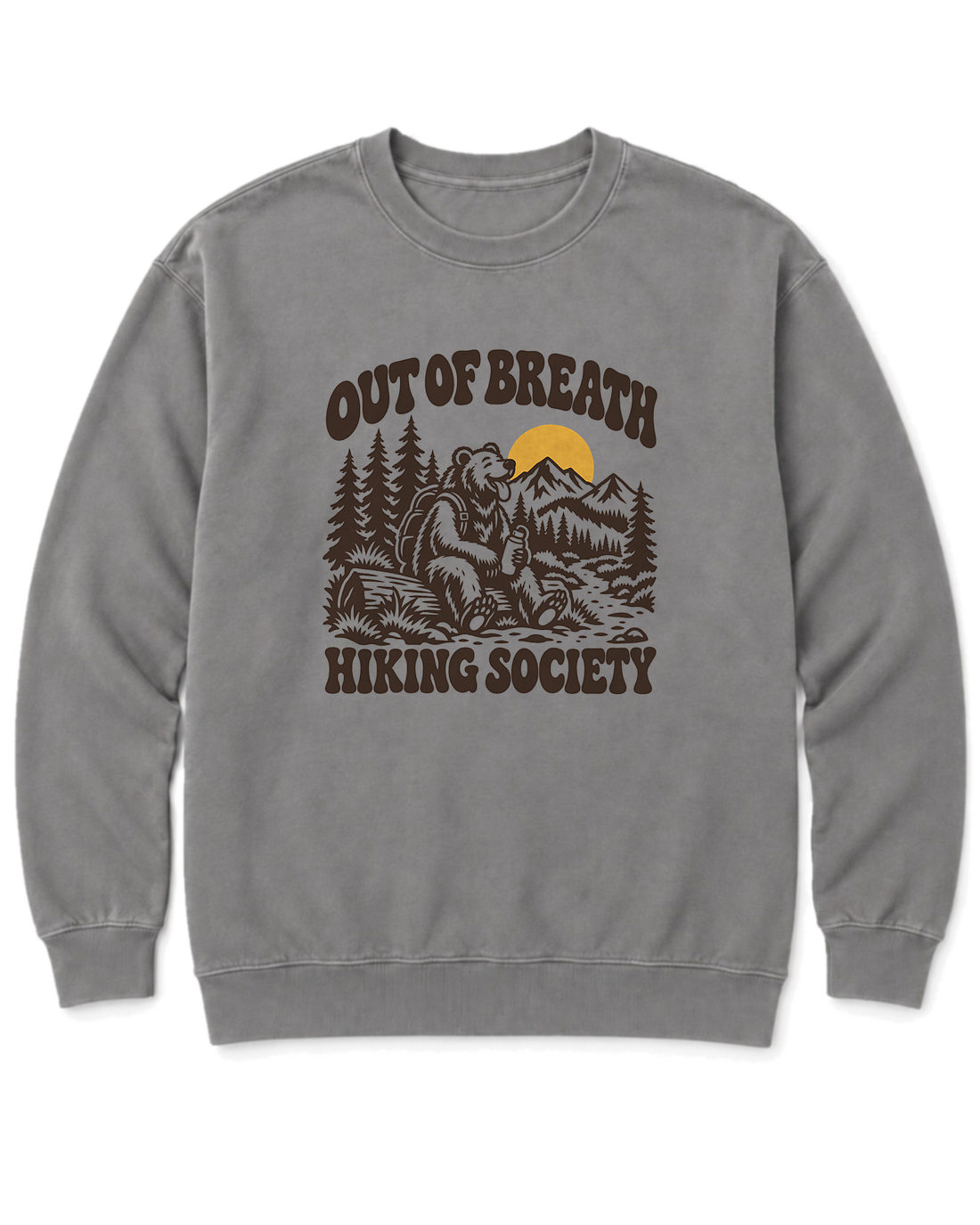 Out of Breath Hiking Society Bear Sweatshirt - Grey