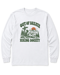 Out of Breath Hiking Society Trail Sign Long Sleeve Shirt - White