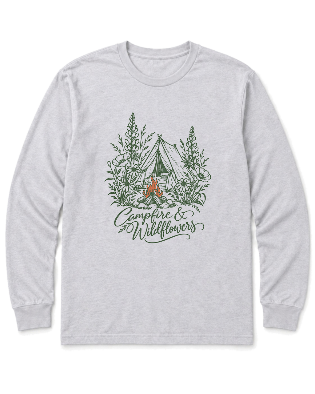 Campfire & Wildflowers Long Sleeve Shirt - Ash