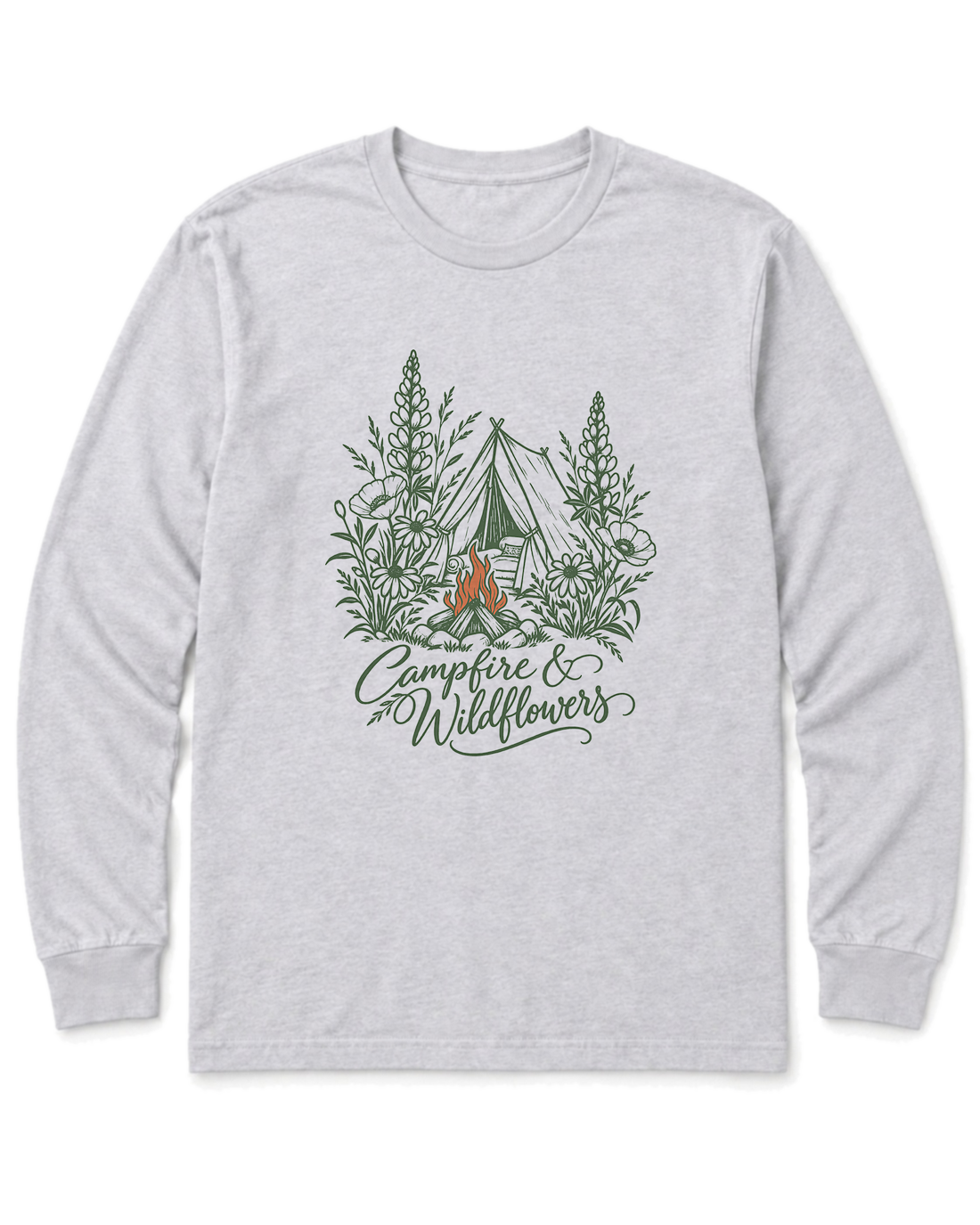 Campfire & Wildflowers Long Sleeve Shirt - Ash