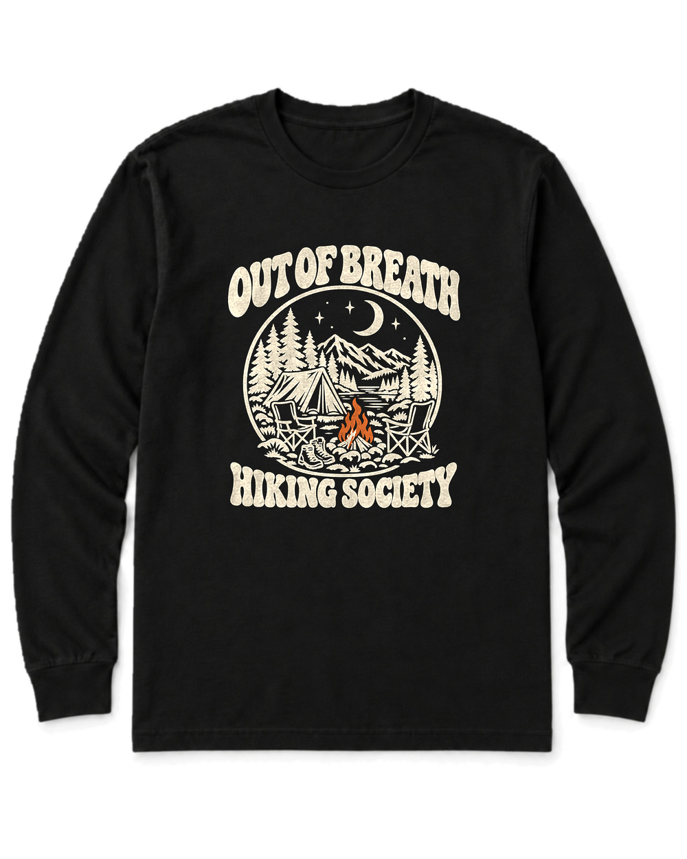 Out of Breath Hiking Society Campfire Night Long Sleeve Shirt - Black