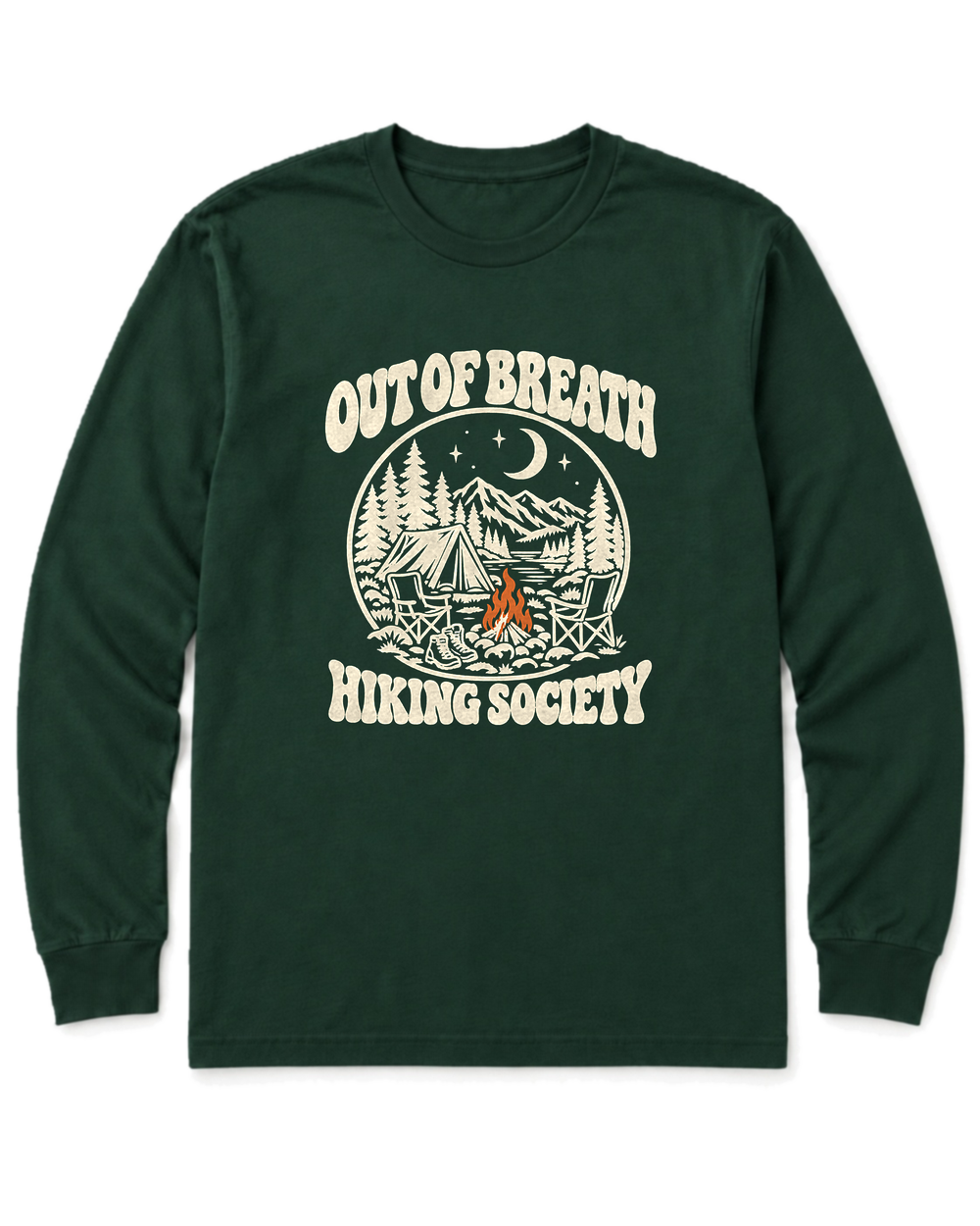 Out of Breath Hiking Society Campfire Night Long Sleeve Shirt - Forest Green