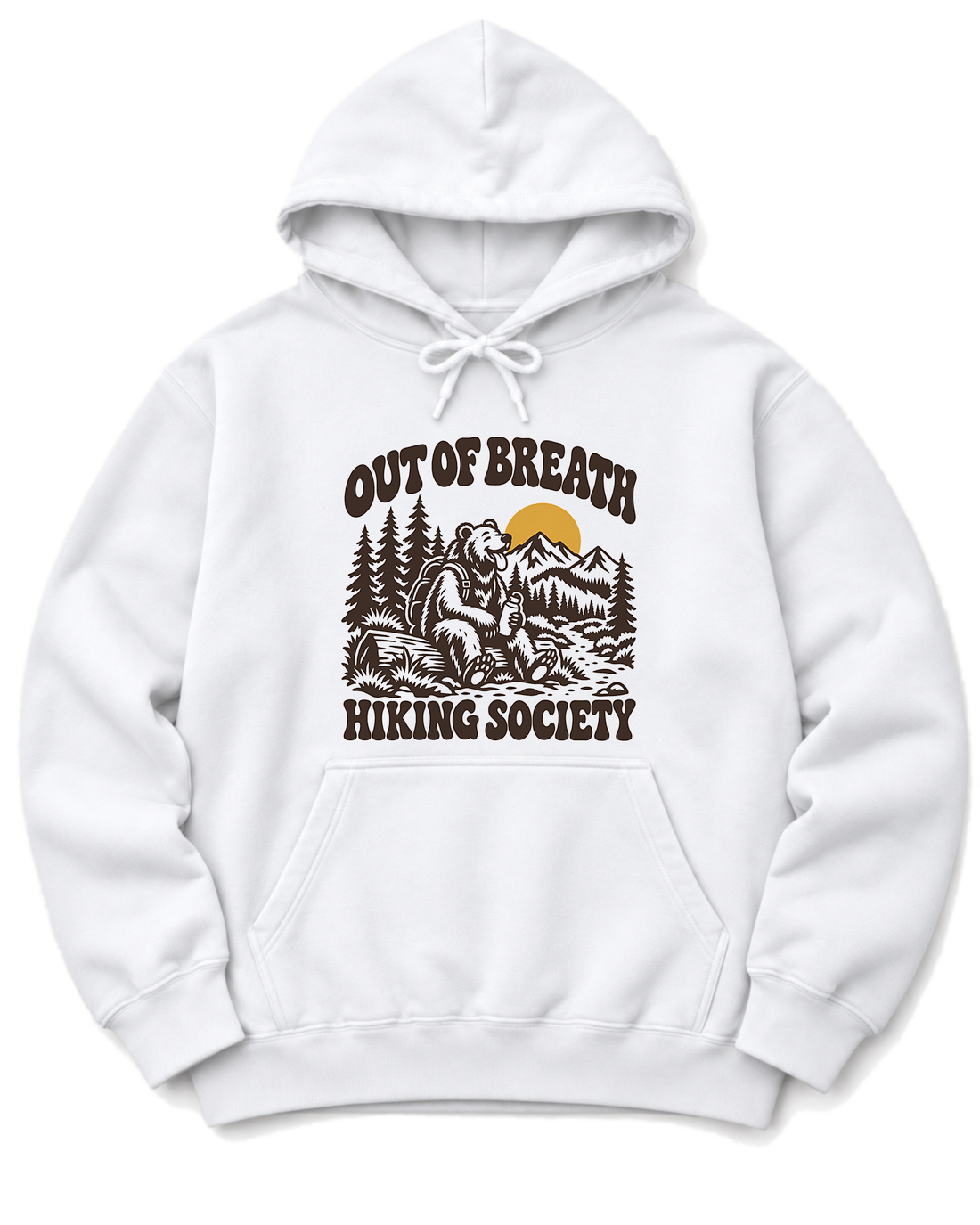 Out of Breath Hiking Society Bear Hoodie - White