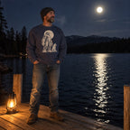 Person wearing the Bigfoot Moon Howl Sweatshirt