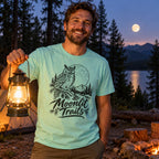 Moonlit Trails T-Shirt worn outdoors