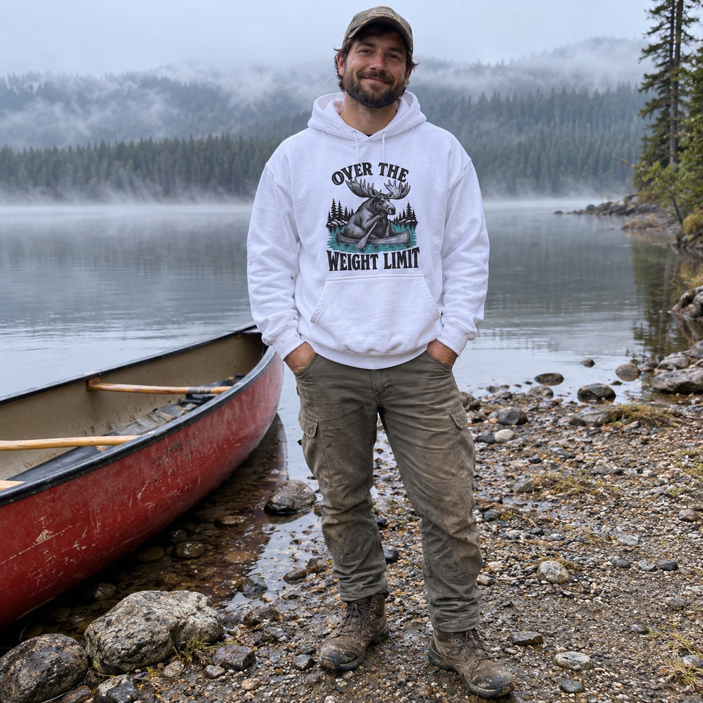 Wearing the Over the Weight Limit Hoodie outdoors