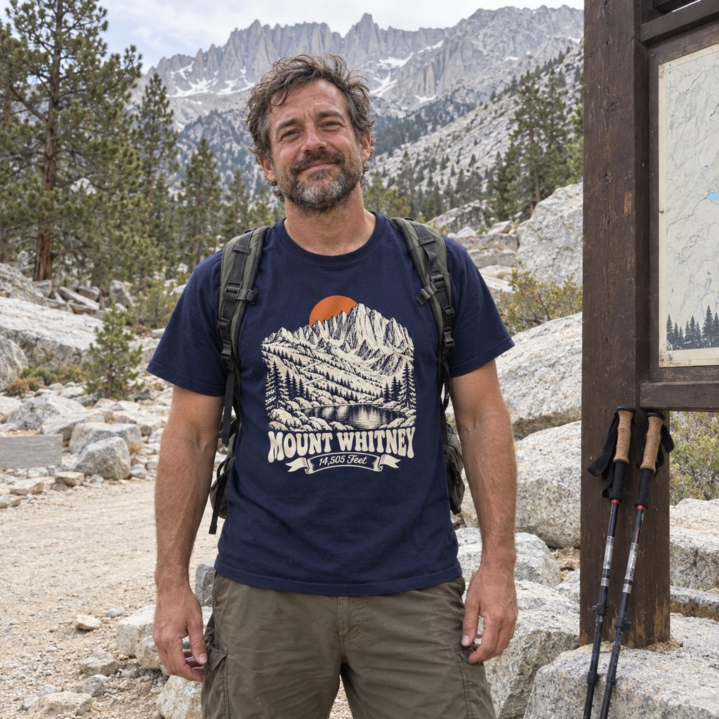 Man wearing the Mount Whitney T-Shirt