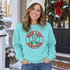 Nice List Survivor Sweatshirt worn in a casual Christmas photo