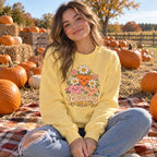 October Bloom Club Sweatshirt worn in a casual fall photo