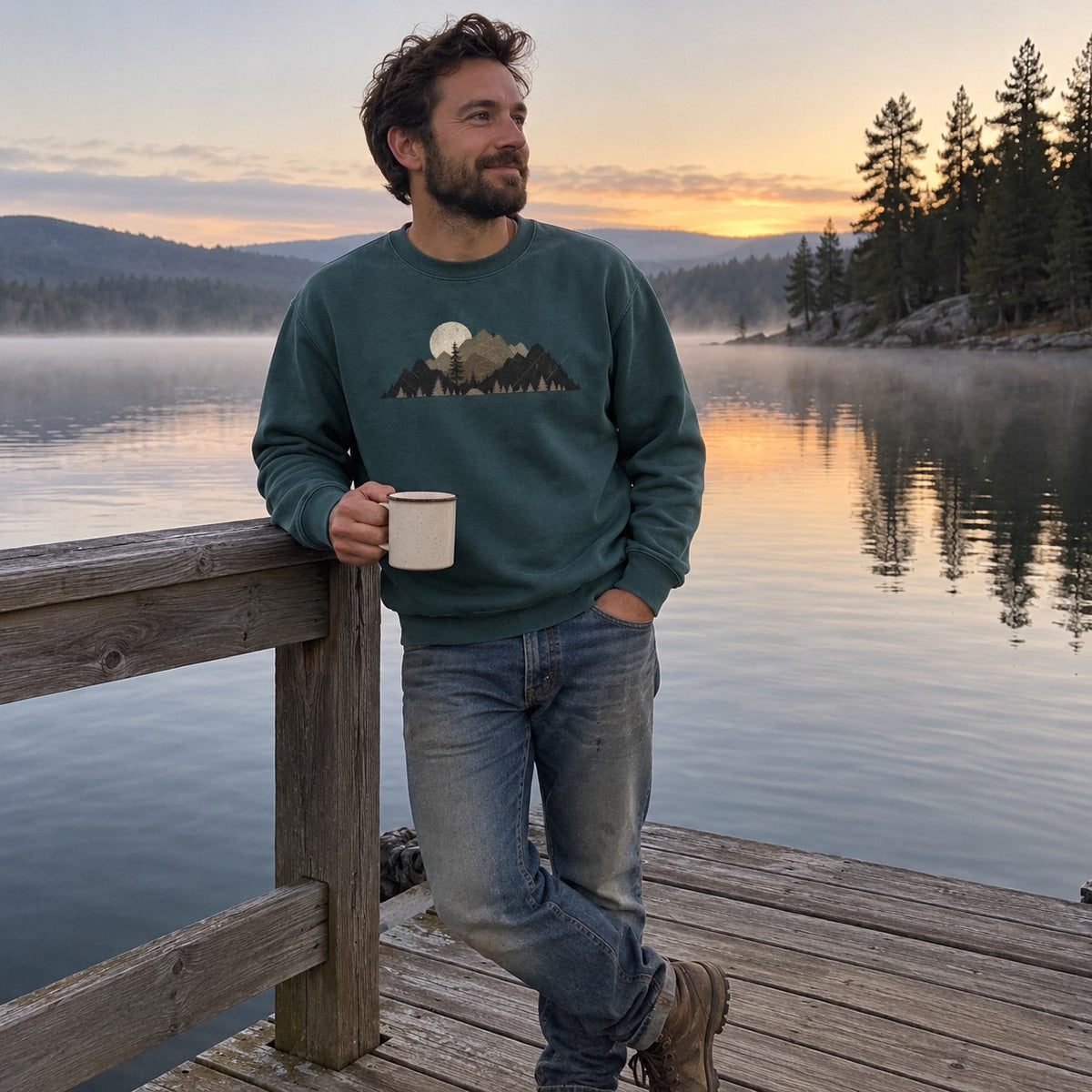 One More Switchback Sweatshirt worn outdoors