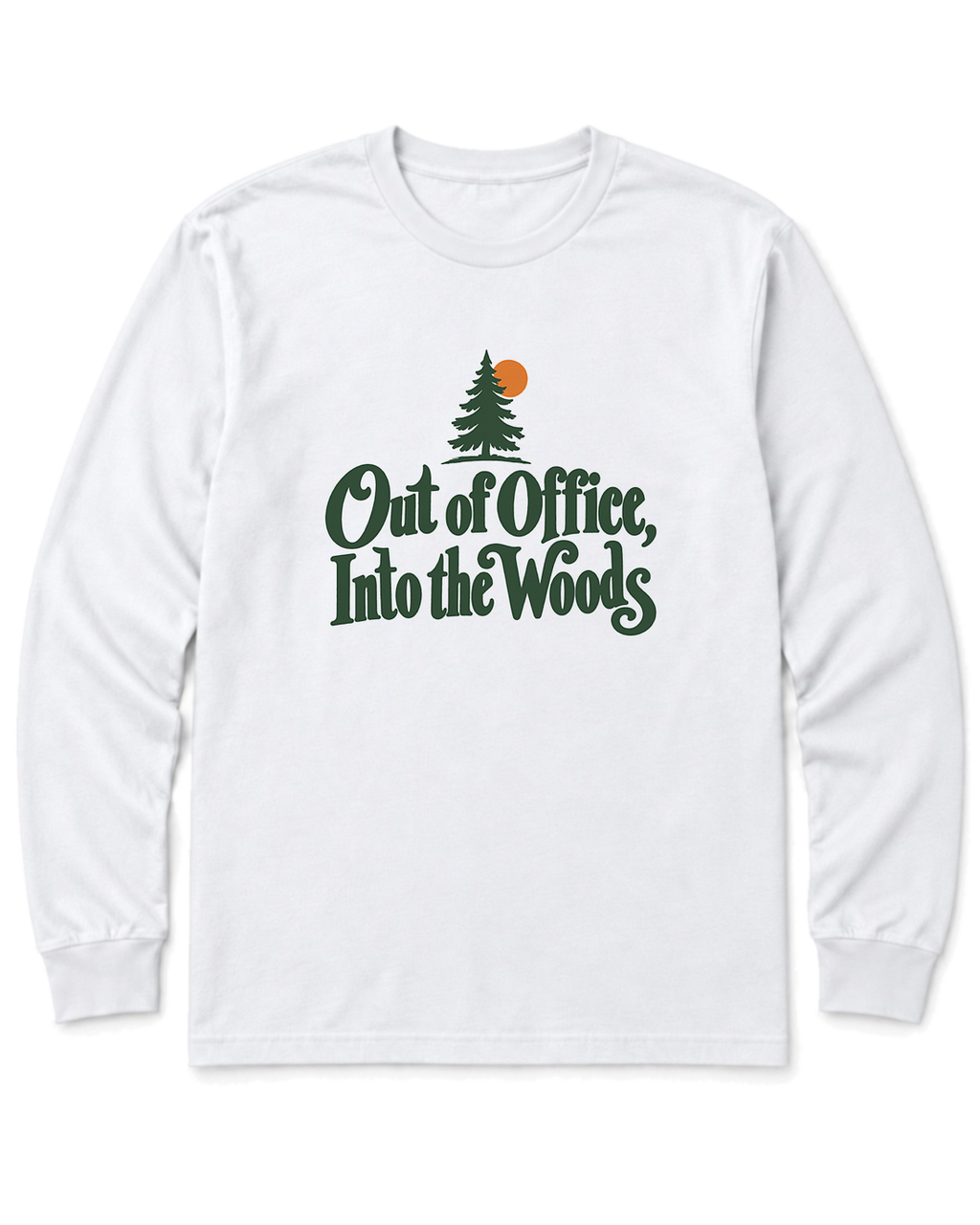 Out of Office, Into the Woods Long Sleeve Shirt - White
