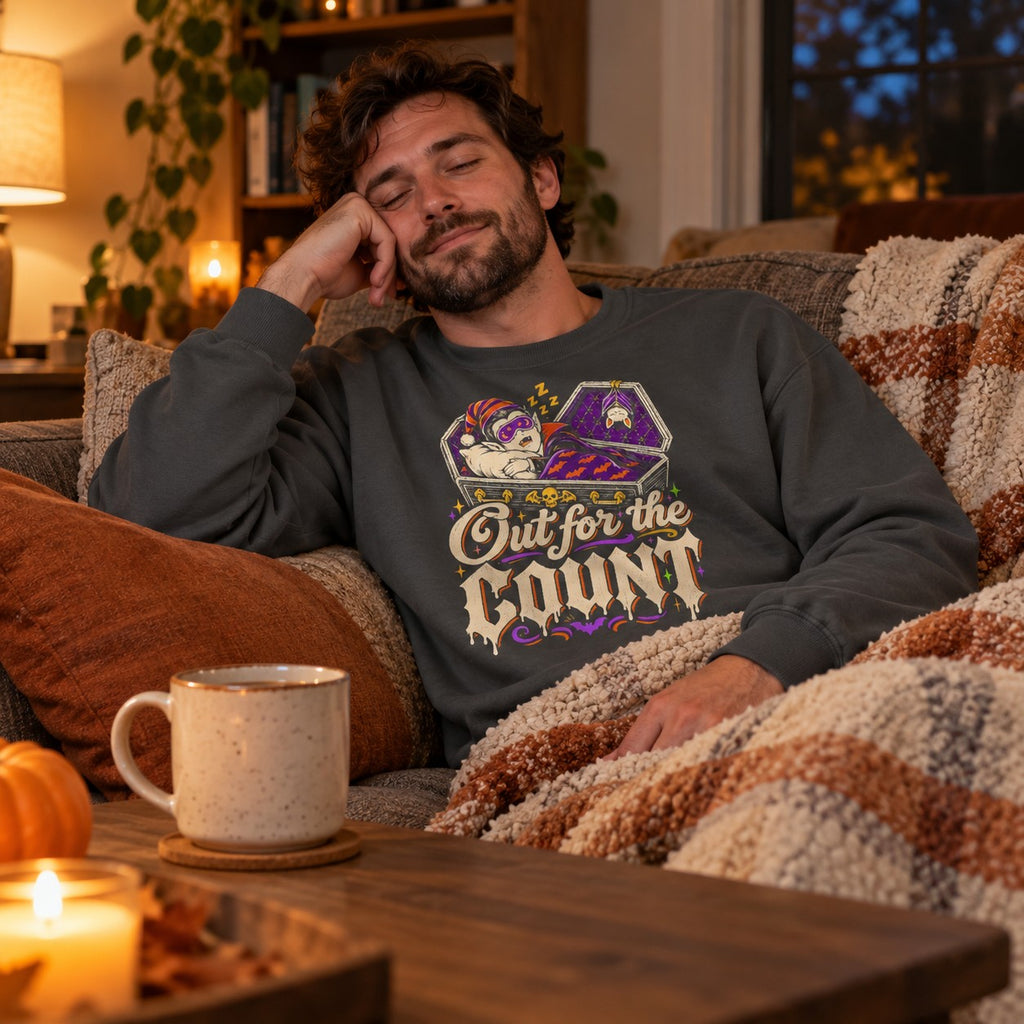 Out for the Count Sweatshirt worn casually