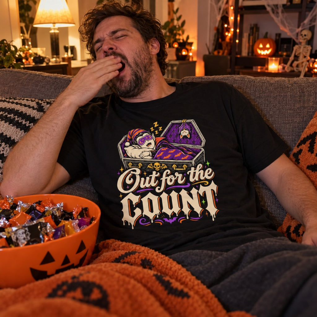 Out for the Count T-Shirt worn casually