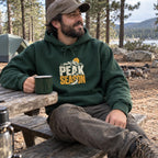 Peak Season Hoodie worn outdoors