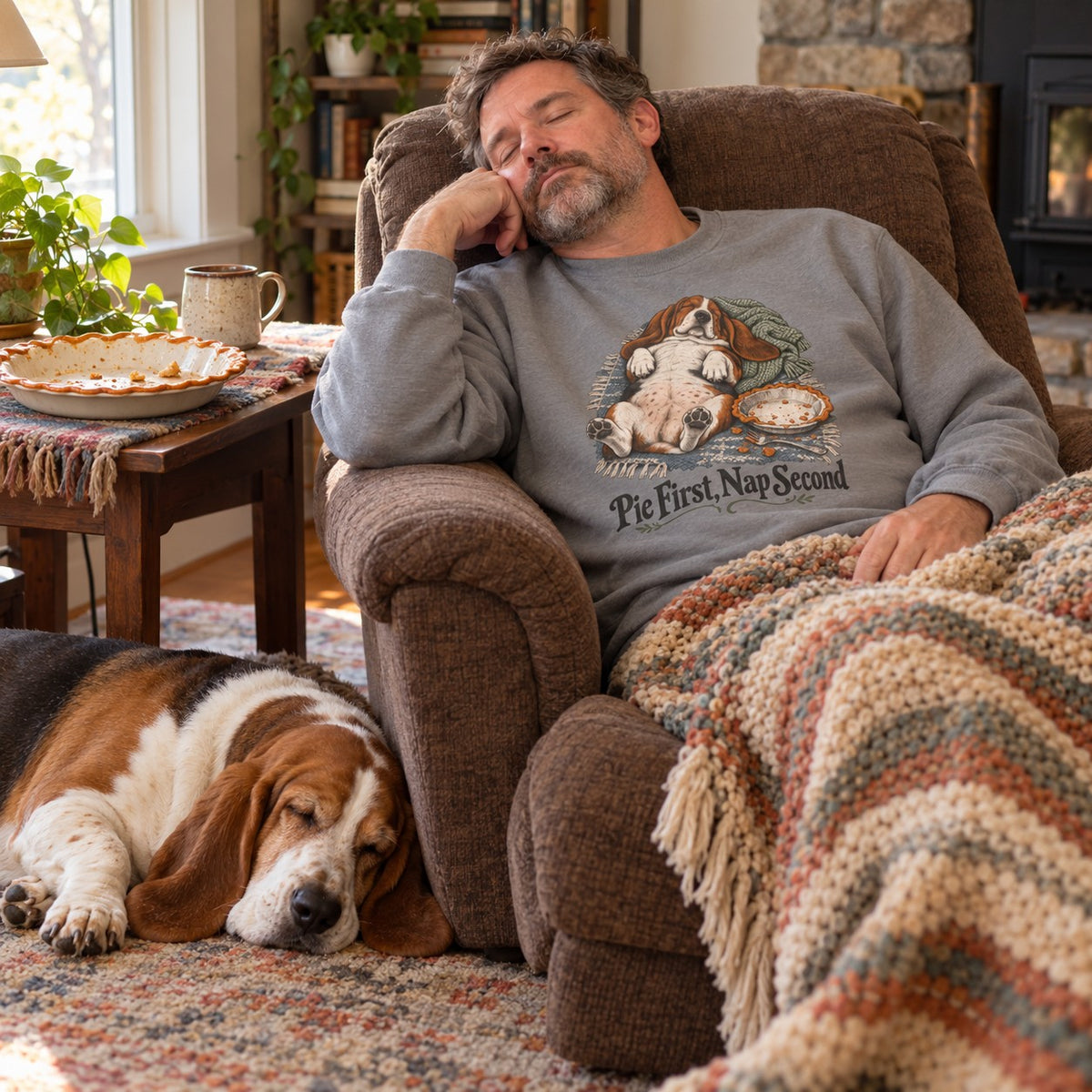Pie First, Nap Second Sweatshirt worn casually