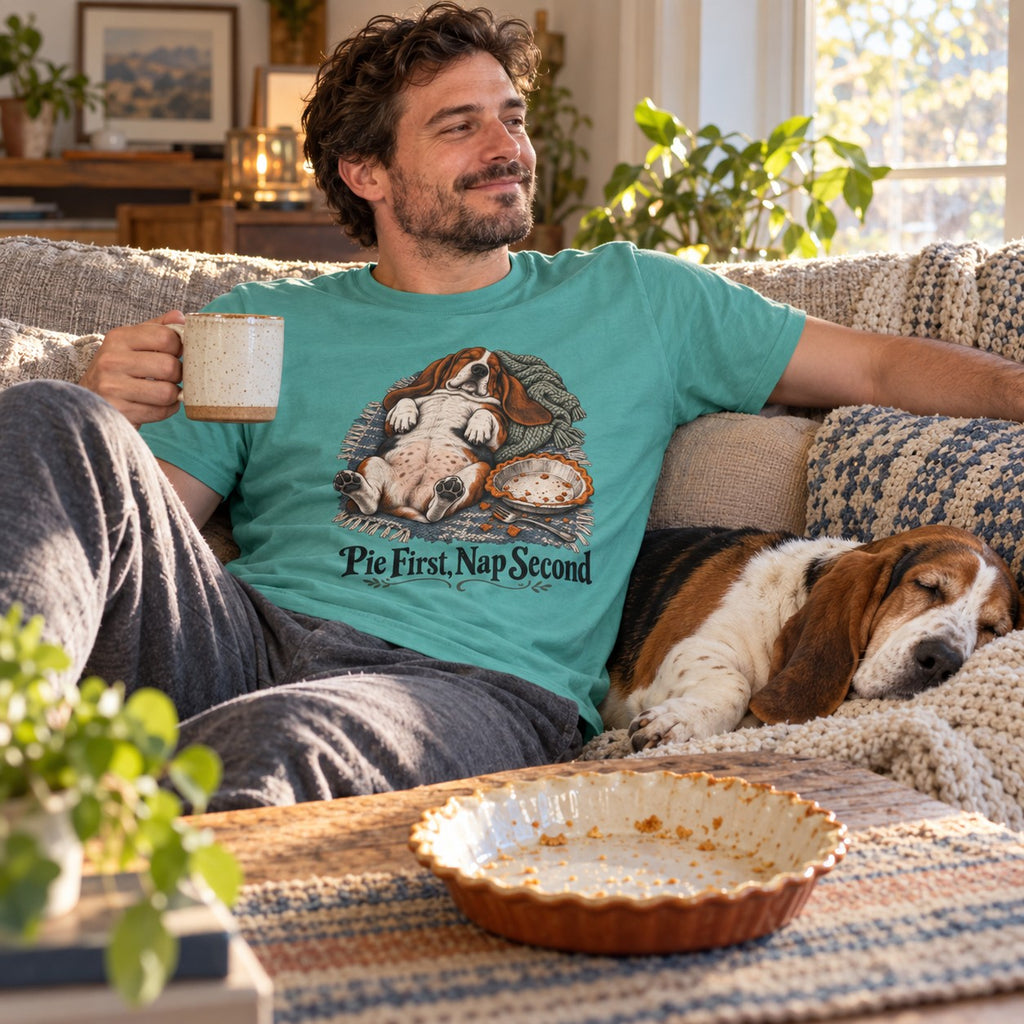 Pie First, Nap Second T-Shirt worn casually