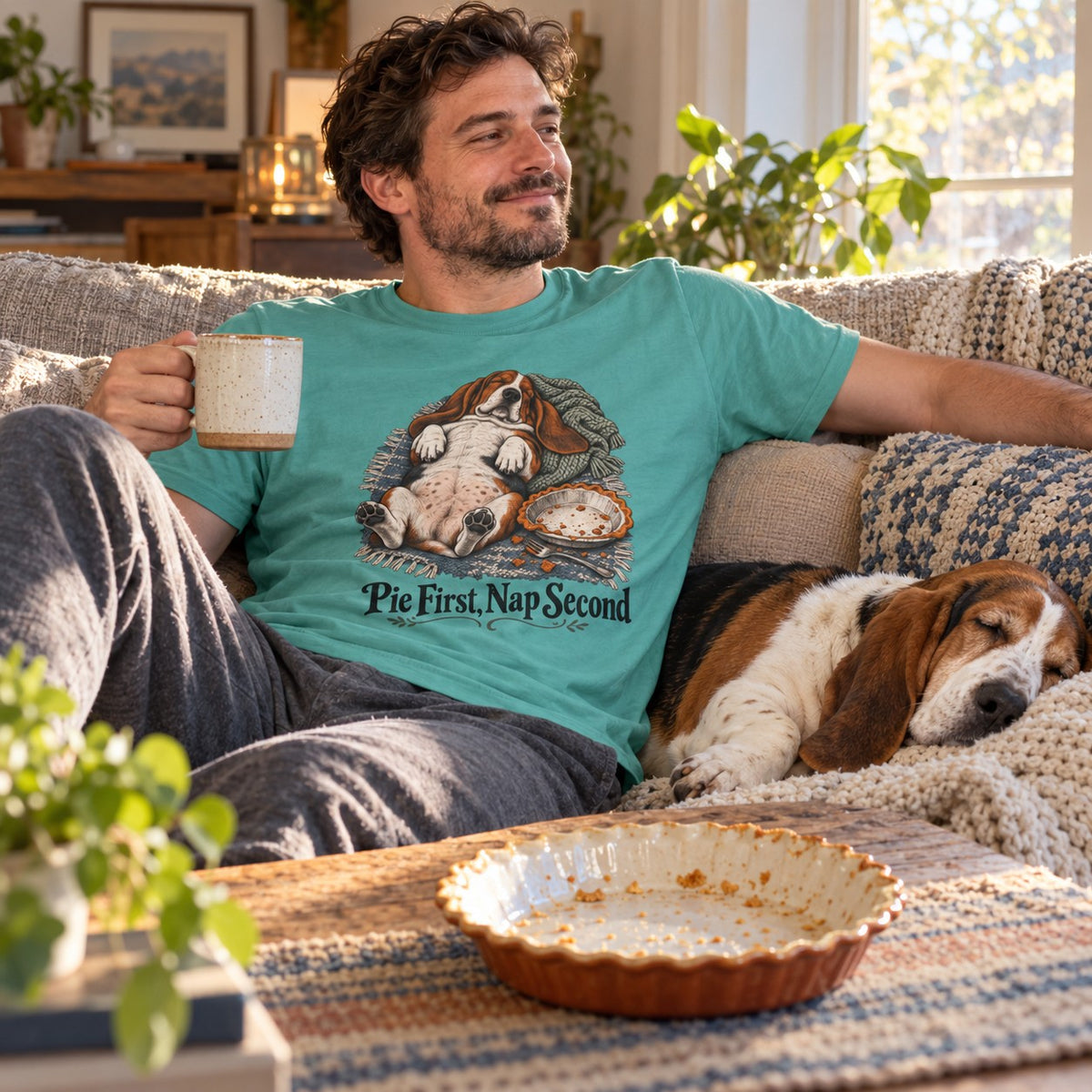 Pie First, Nap Second T-Shirt worn casually
