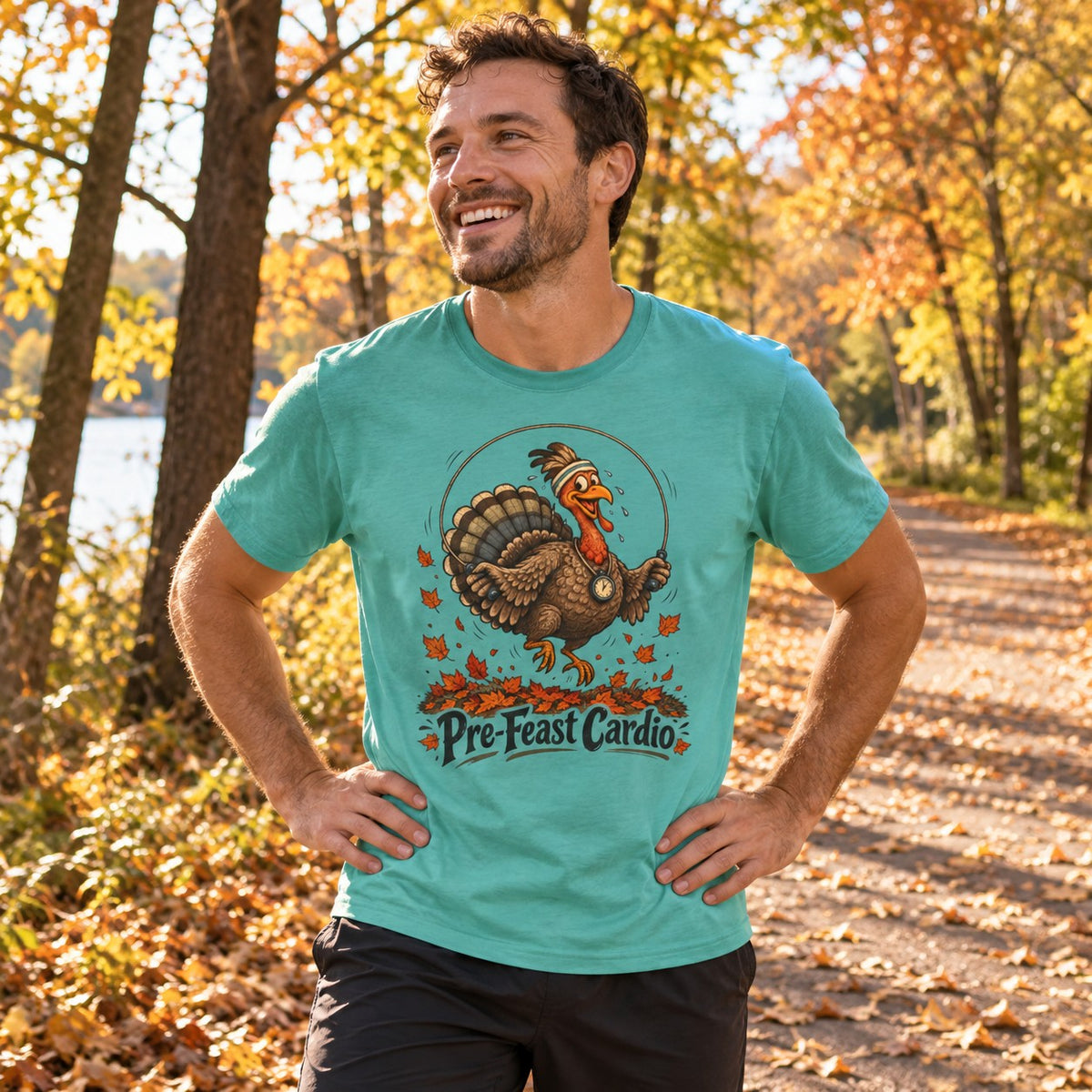 Pre-Feast Cardio T-Shirt worn casually