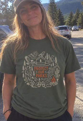 Customer photo from Jen C. wearing the Protect Our Parks T-Shirt