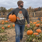 Person wearing the Bigfoot Pumpkin Head Sweatshirt