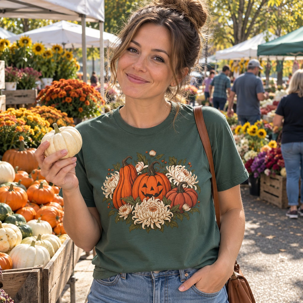 Person wearing the Botanical Pumpkins T-Shirt