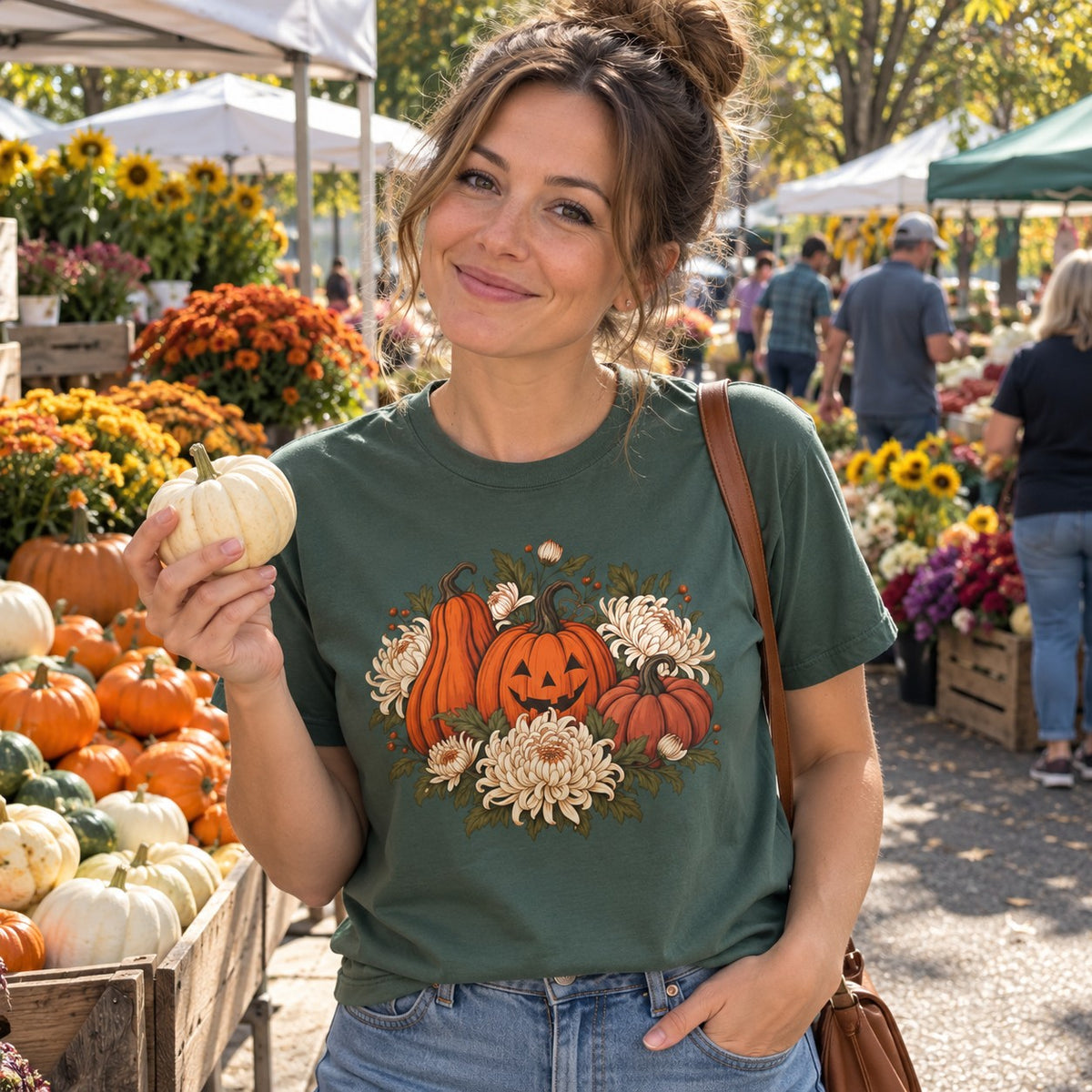 Person wearing the Botanical Pumpkins T-Shirt