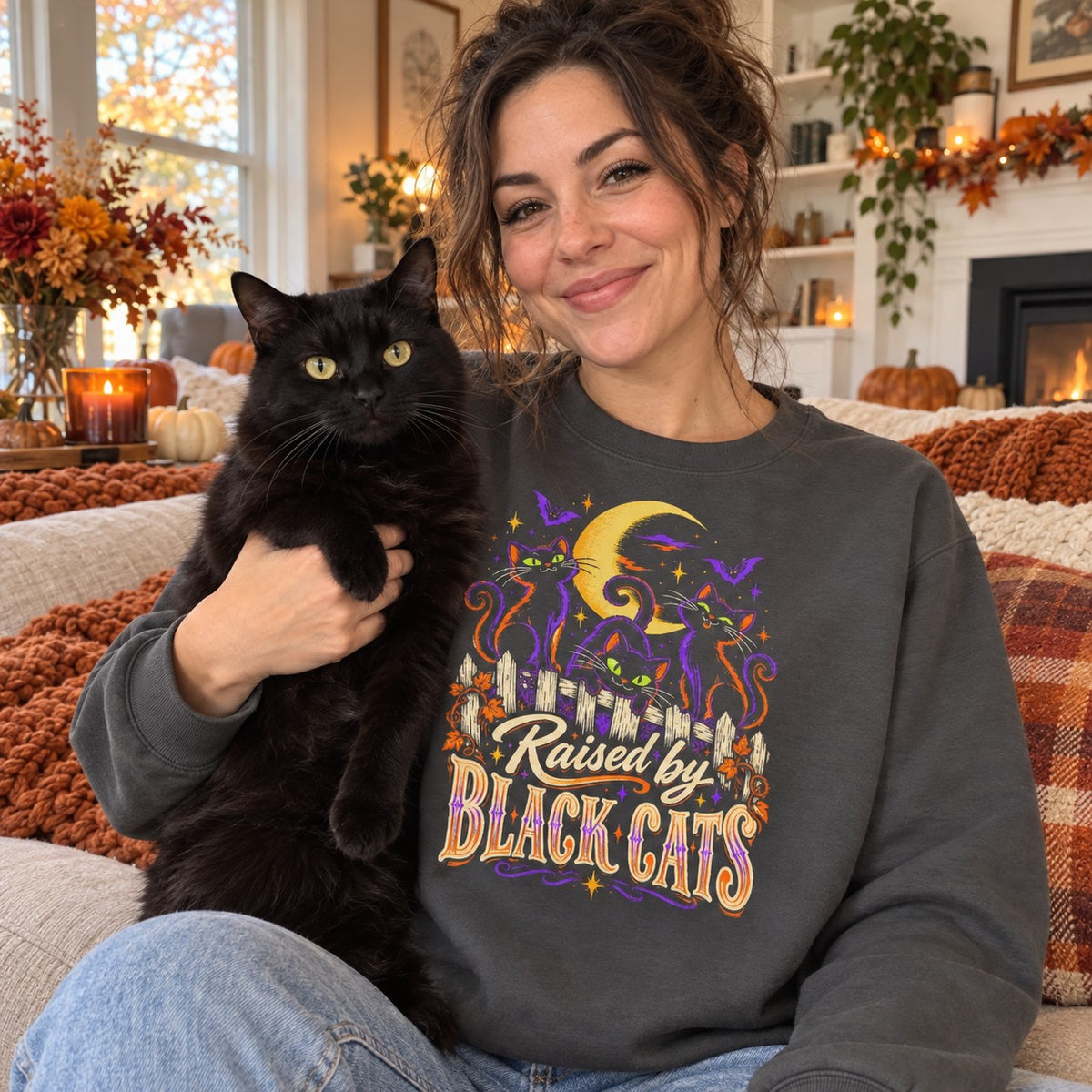 Raised by Black Cats Sweatshirt worn casually