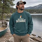 Man wearing the Mildly Outdoorsy Sweatshirt outdoors