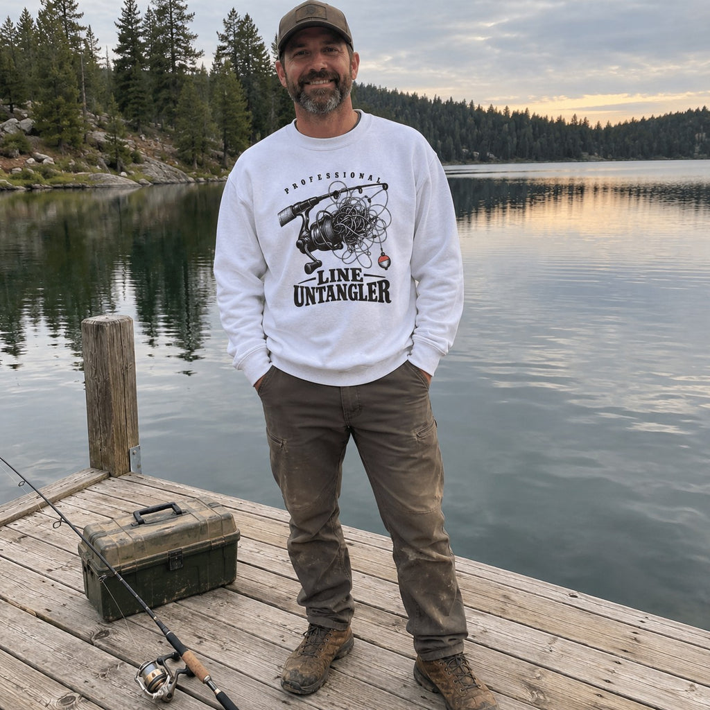 Wearing the Professional Line Untangler Sweatshirt outdoors