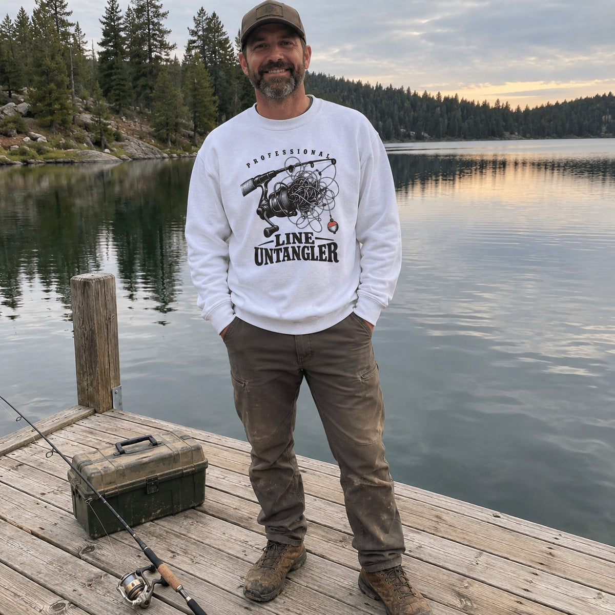 Wearing the Professional Line Untangler Sweatshirt outdoors